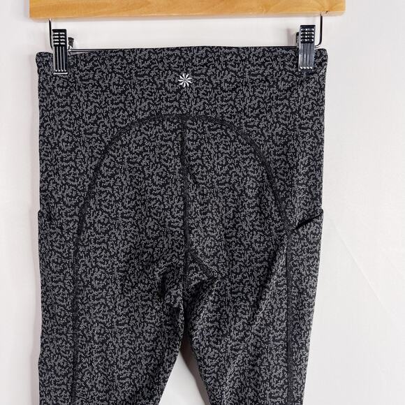 Athleta Small Black Gray Ultimate Stash Pocket Textured 7/8 Tight Static Print - Picture 5 of 12
